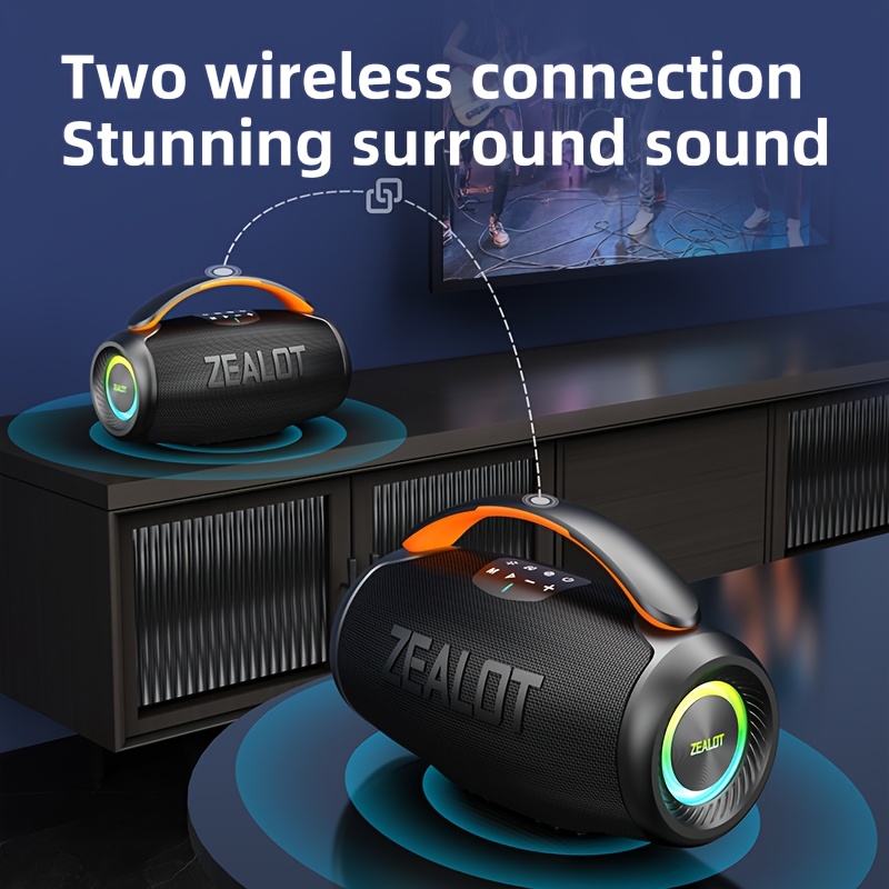 Wireless portable speaker with dual woofers and long battery life