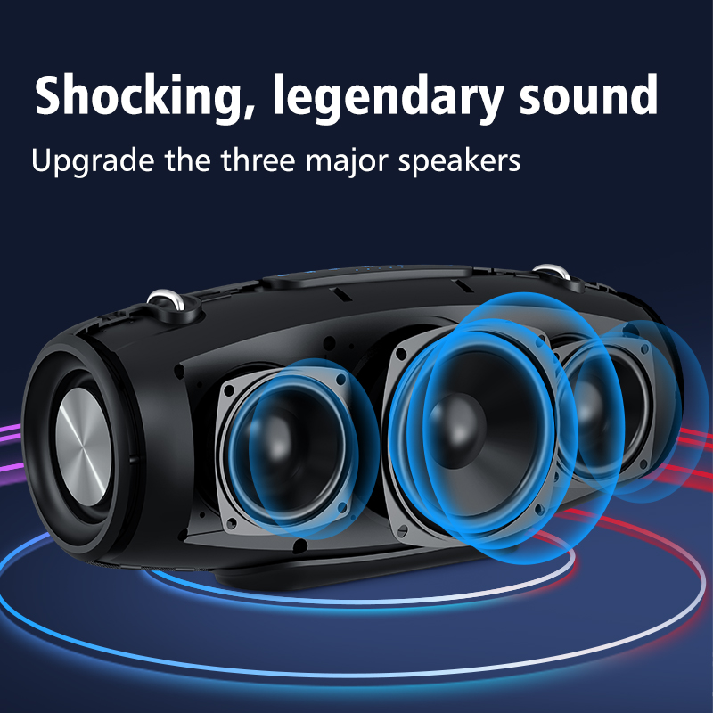 Portable 60W Wireless Speaker with 3 Subwoofers, EQ Mode, 3D Surround Sound