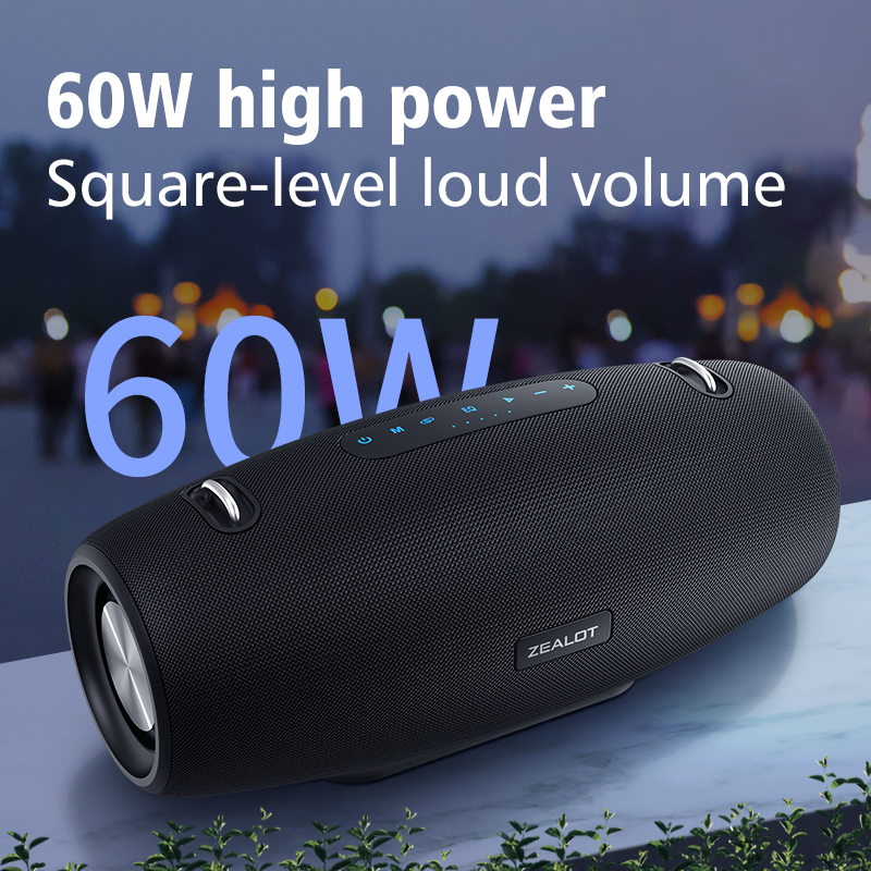 Portable 60W Wireless Speaker with 3 Subwoofers, EQ Mode, 3D Surround Sound