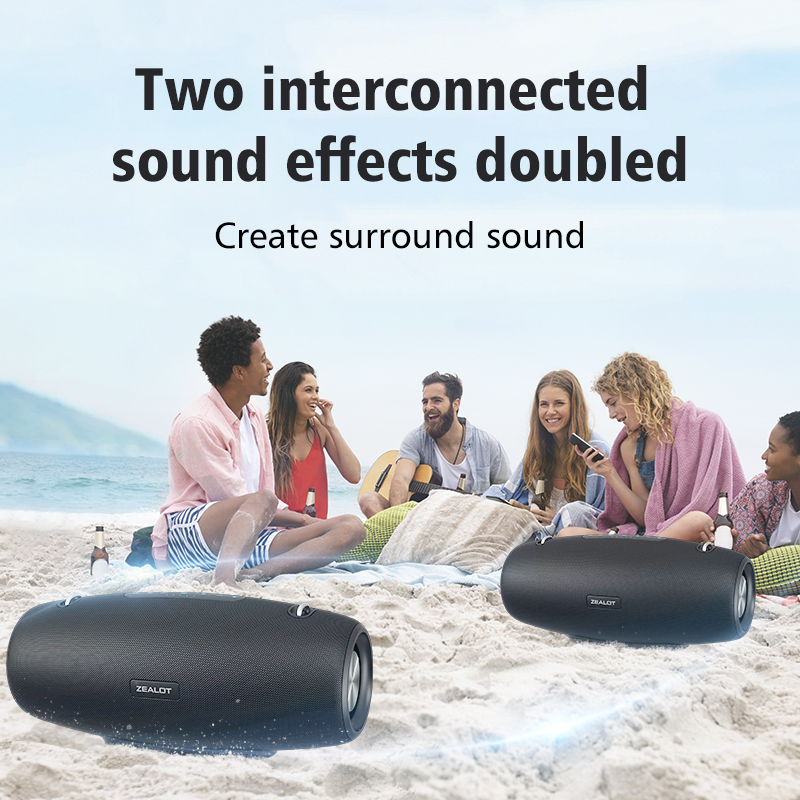 Portable 60W Wireless Speaker with 3 Subwoofers, EQ Mode, 3D Surround Sound