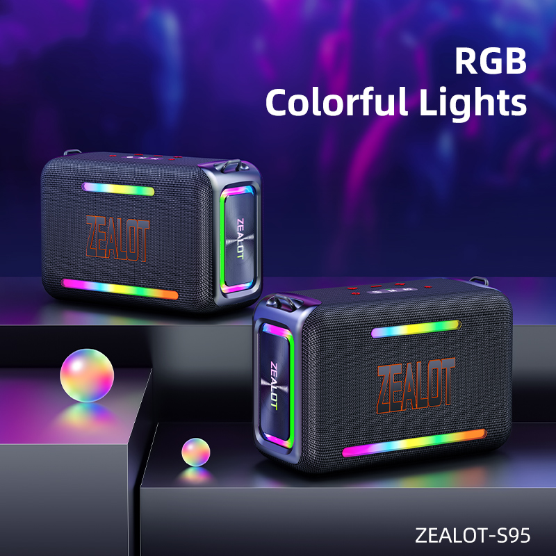 S95M 120W Portable Bluetooth Speaker, Bass Party Boombox lPX6 Waterproof LargeSpeaker, With 1-2 Micrephene