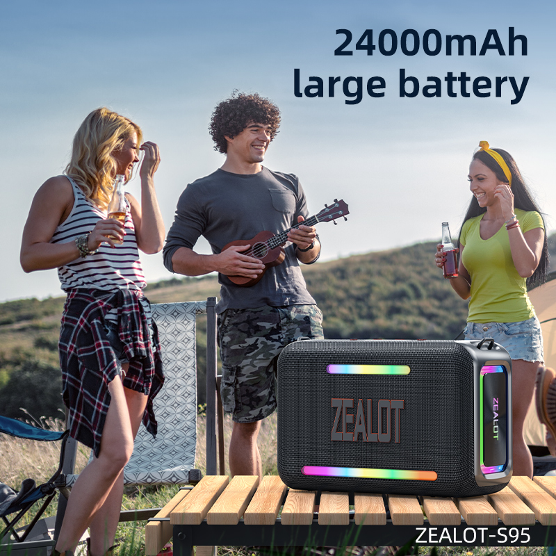 S95M 120W Portable Bluetooth Speaker, Bass Party Boombox lPX6 Waterproof LargeSpeaker, With 1-2 Micrephene