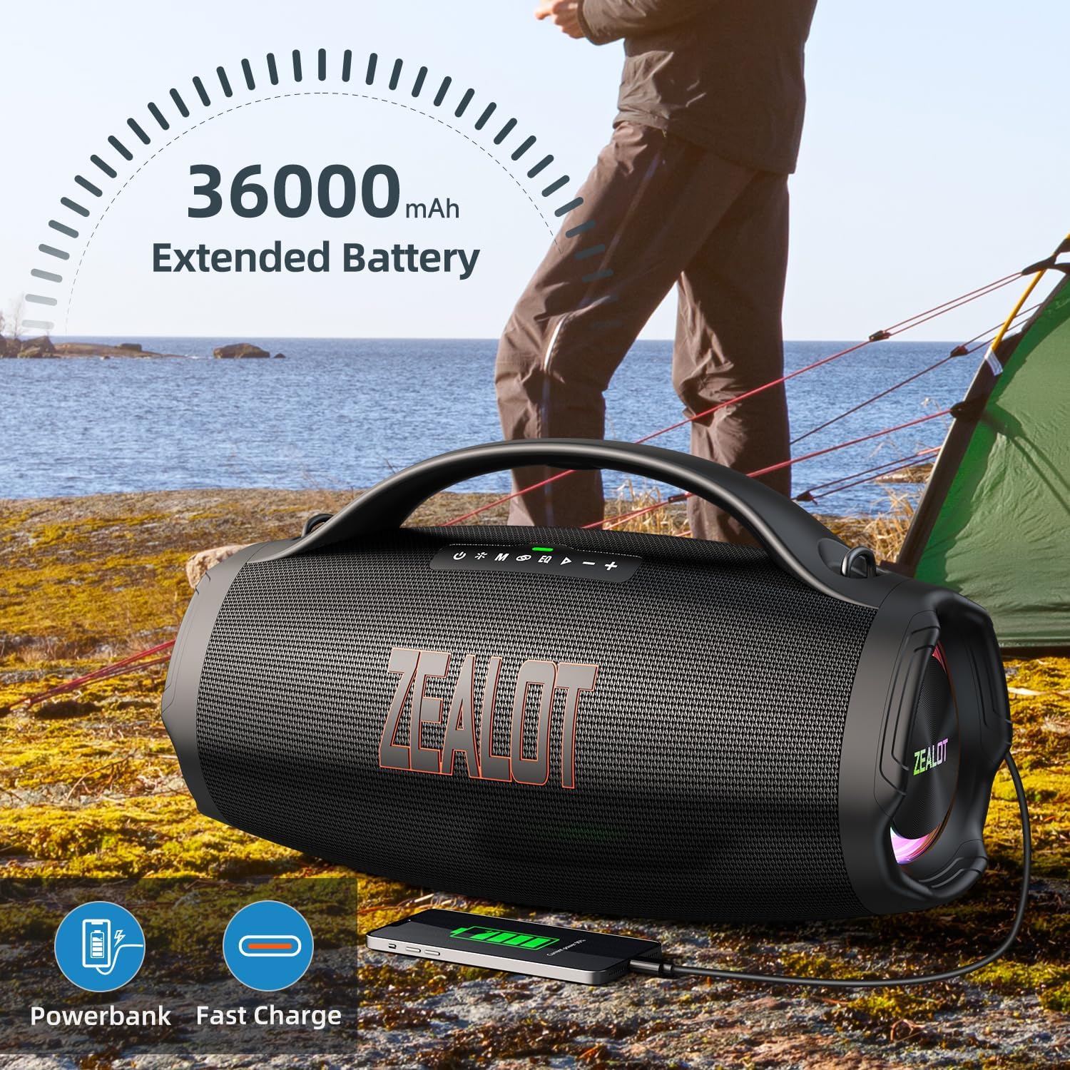 Portable Bluetooth speaker, suitable for home, outdoor, party, travel-ZEALOT