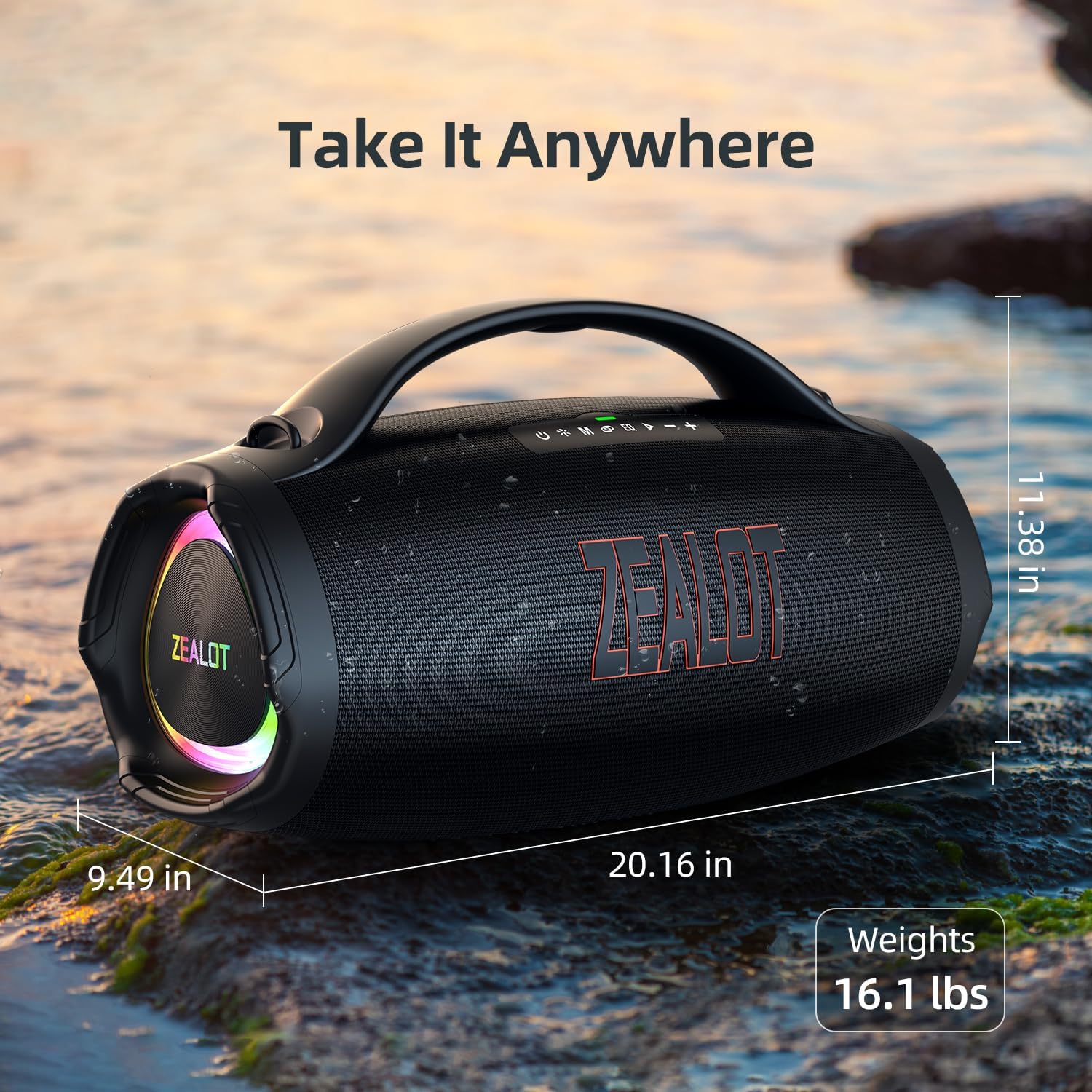 Portable Bluetooth speaker, suitable for home, outdoor, party, travel-ZEALOT