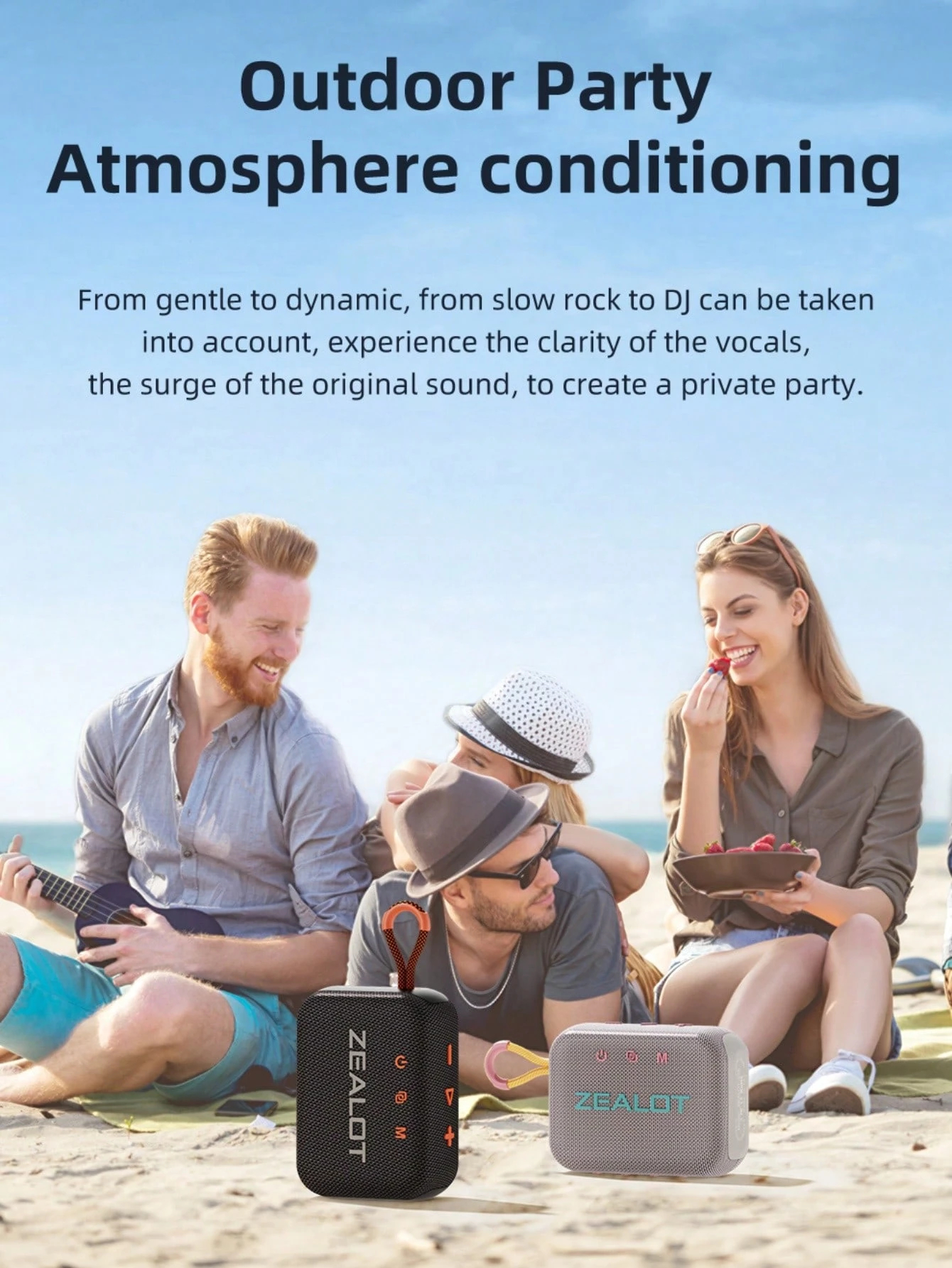 Portable wireless speaker, two units for double the sound, nylon wrapped, IPX6 waterproof