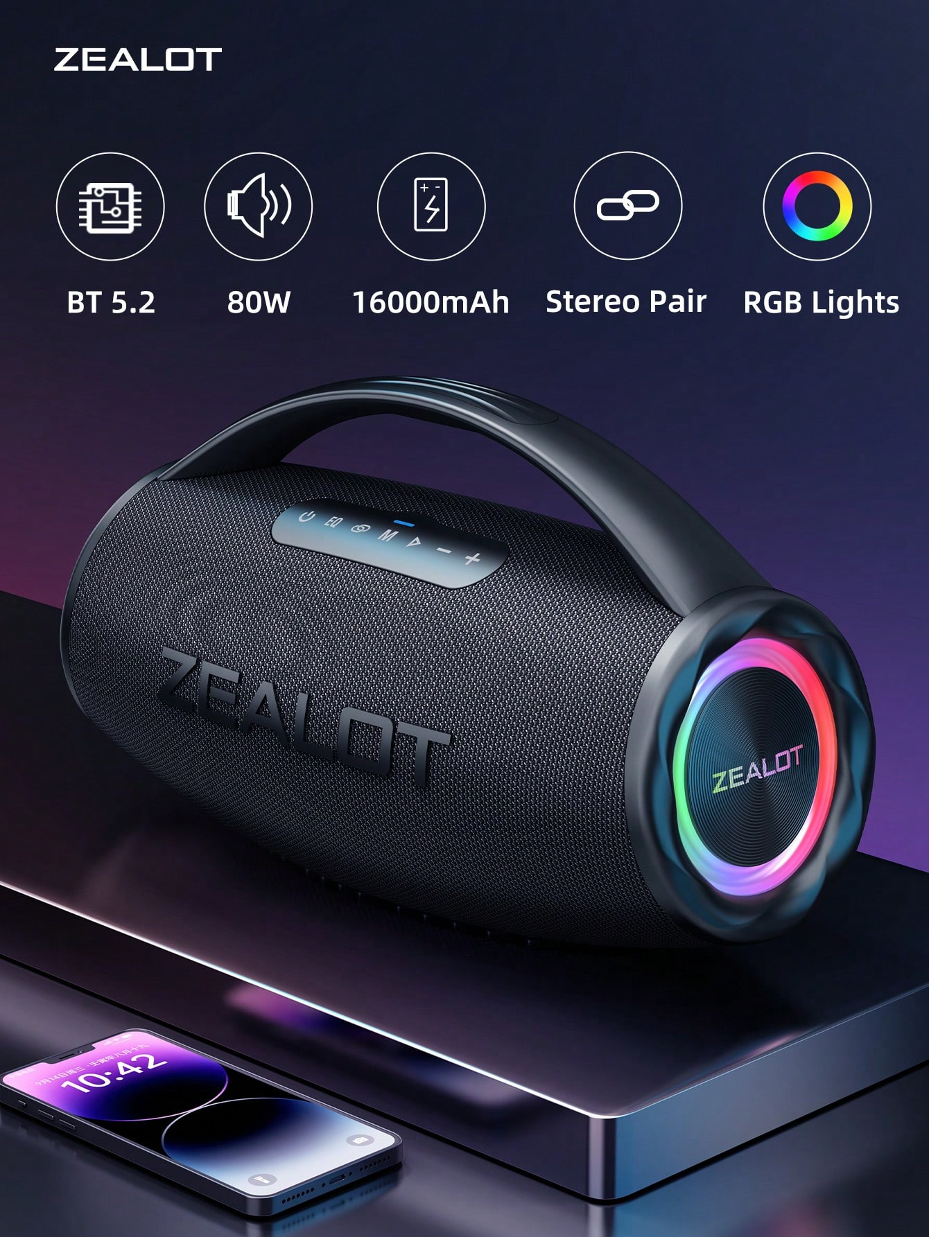 Portable Wireless Microphone Speaker, Surge Bass 3D Surround Sound