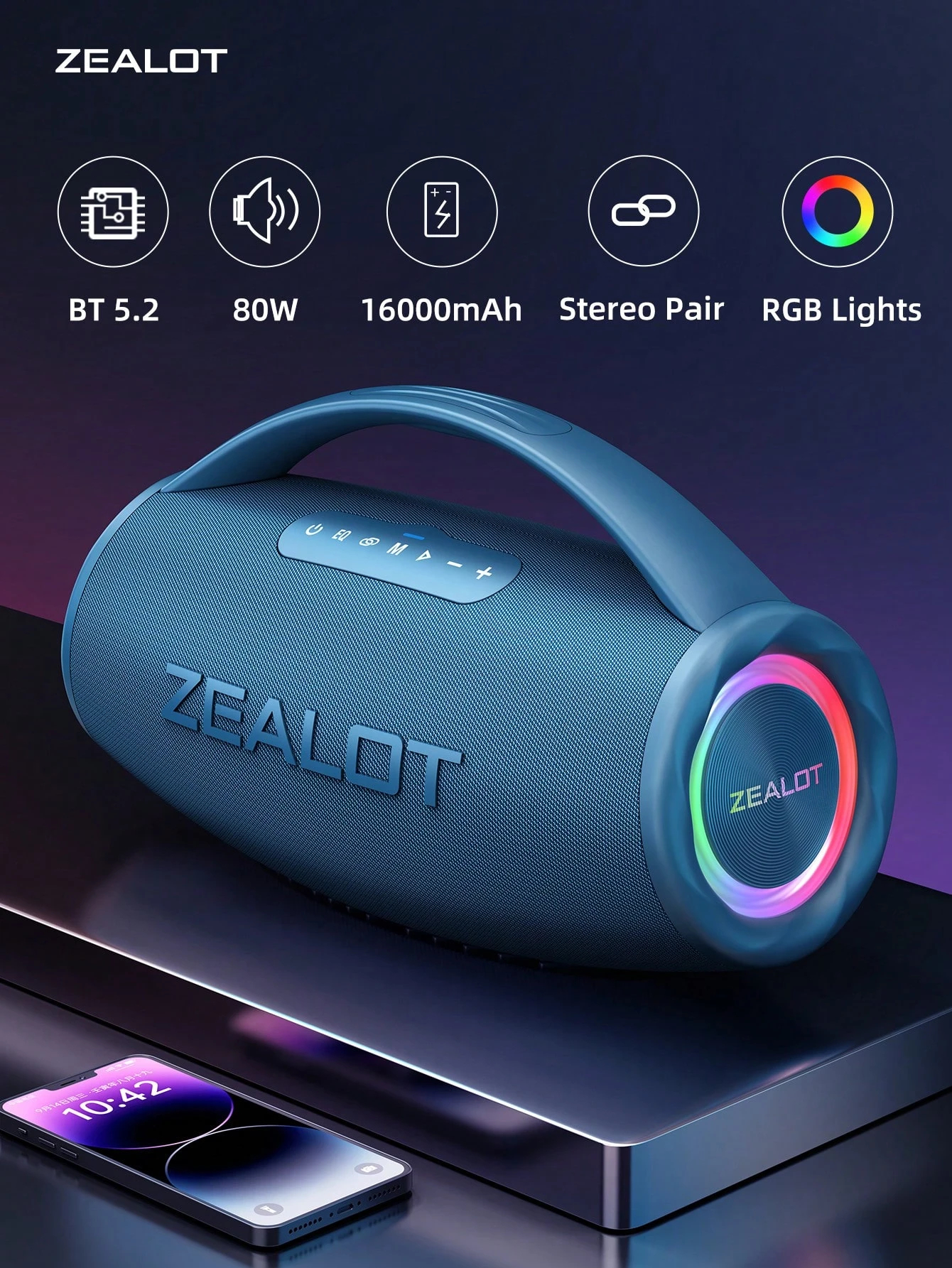 Portable Wireless Microphone Speaker, Surge Bass 3D Surround Sound