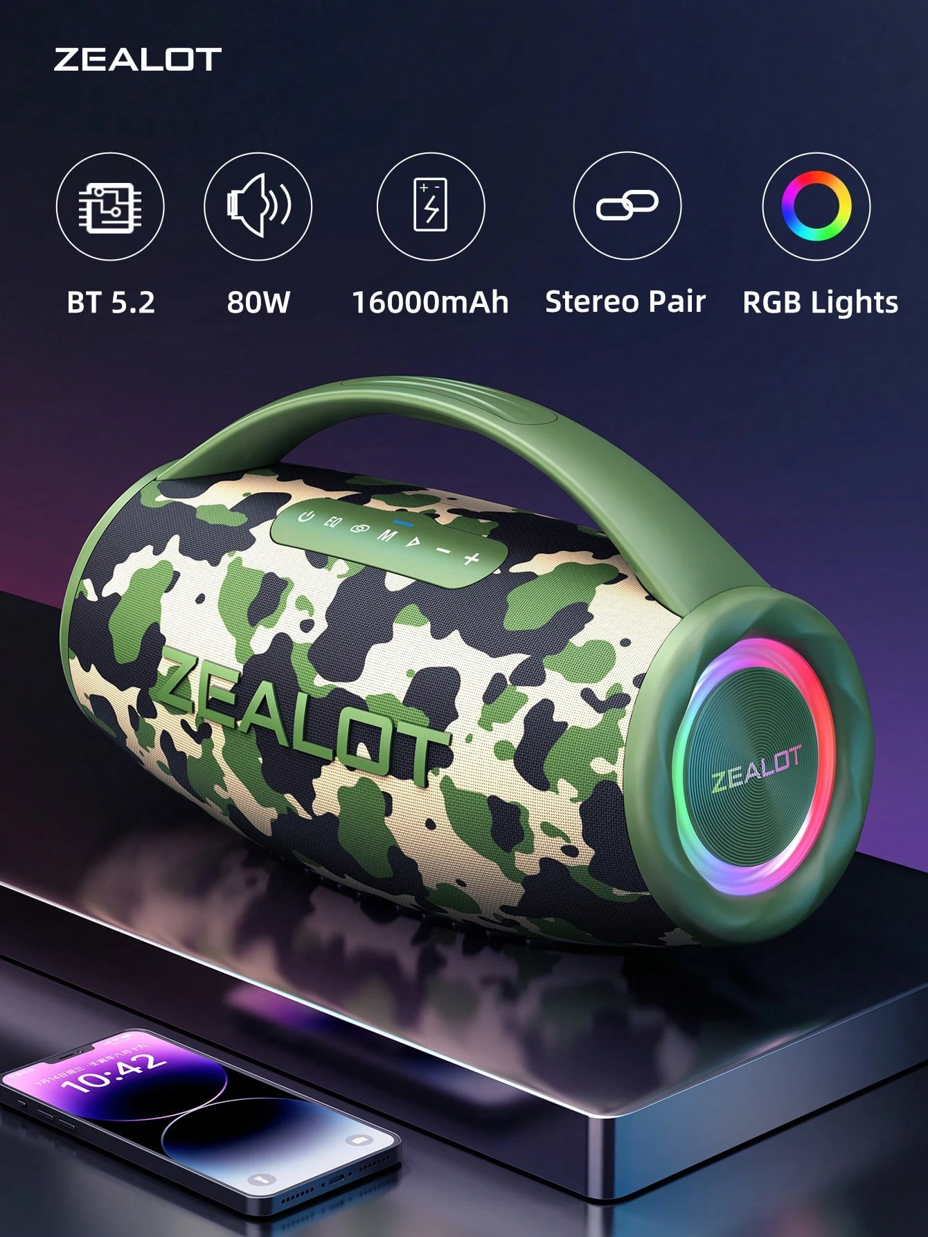 Portable Wireless Microphone Speaker, Surge Bass 3D Surround Sound